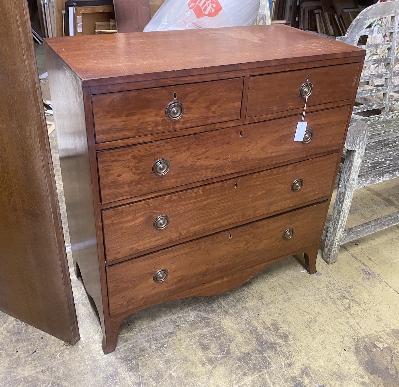 A Regency mahogany five drawer chest, width 97cm, depth 46cm, height 100cm